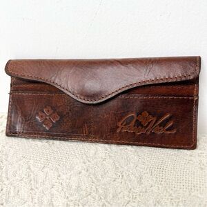 Patricia Nash Valentia Wallet Insert Card Case Brown Leather Slim Envelope